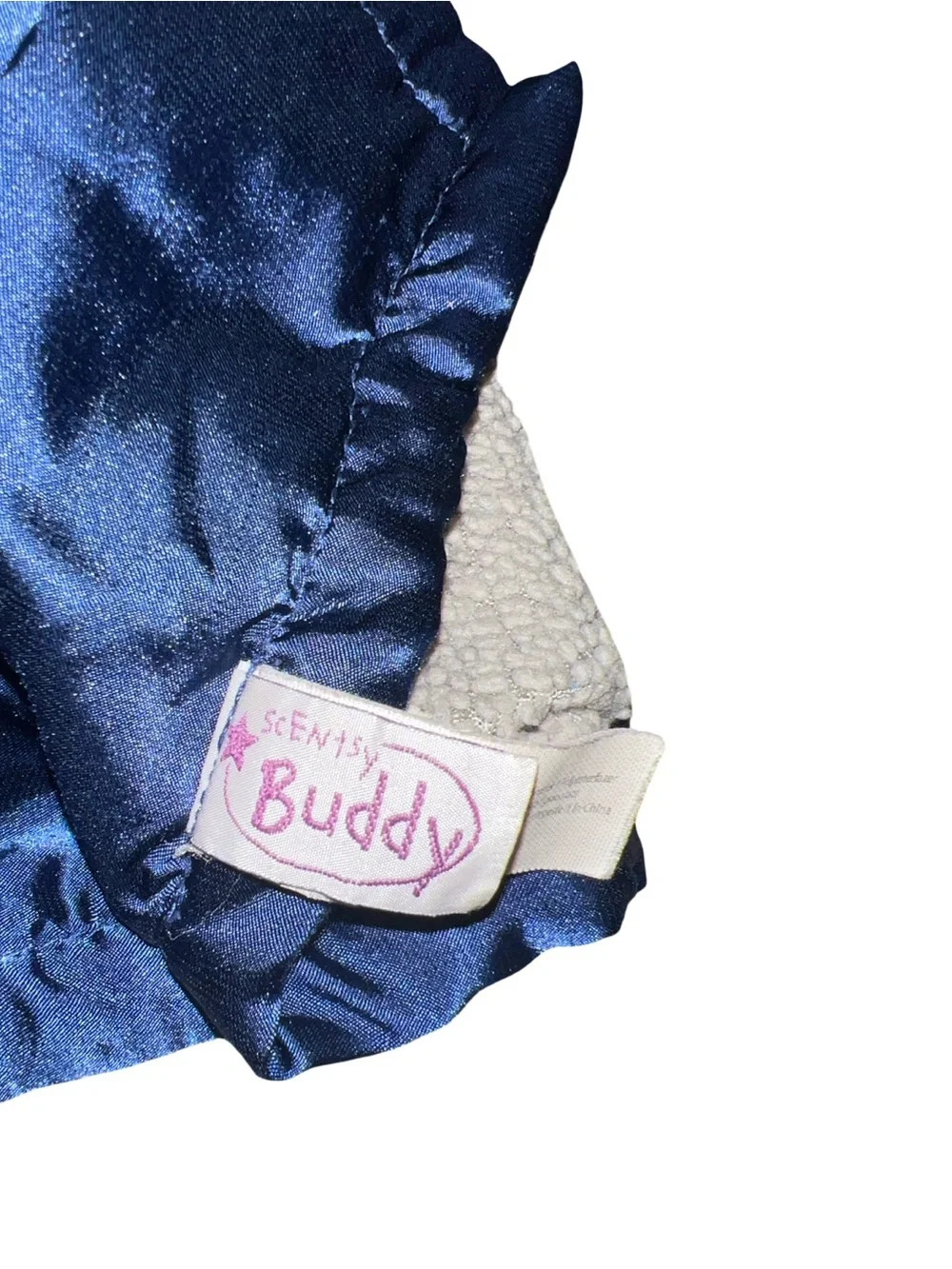 Scentsy Boo the Bear Blankie Buddy Gray Navy Blue Satin Lovey Security Blanket